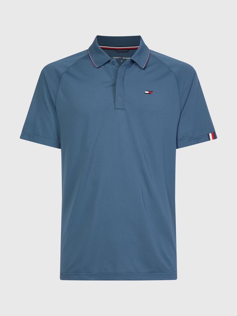 Férfi Tommy Hilfiger Regular fit stripe accent performance Polos Kék | HU 1085ZUT